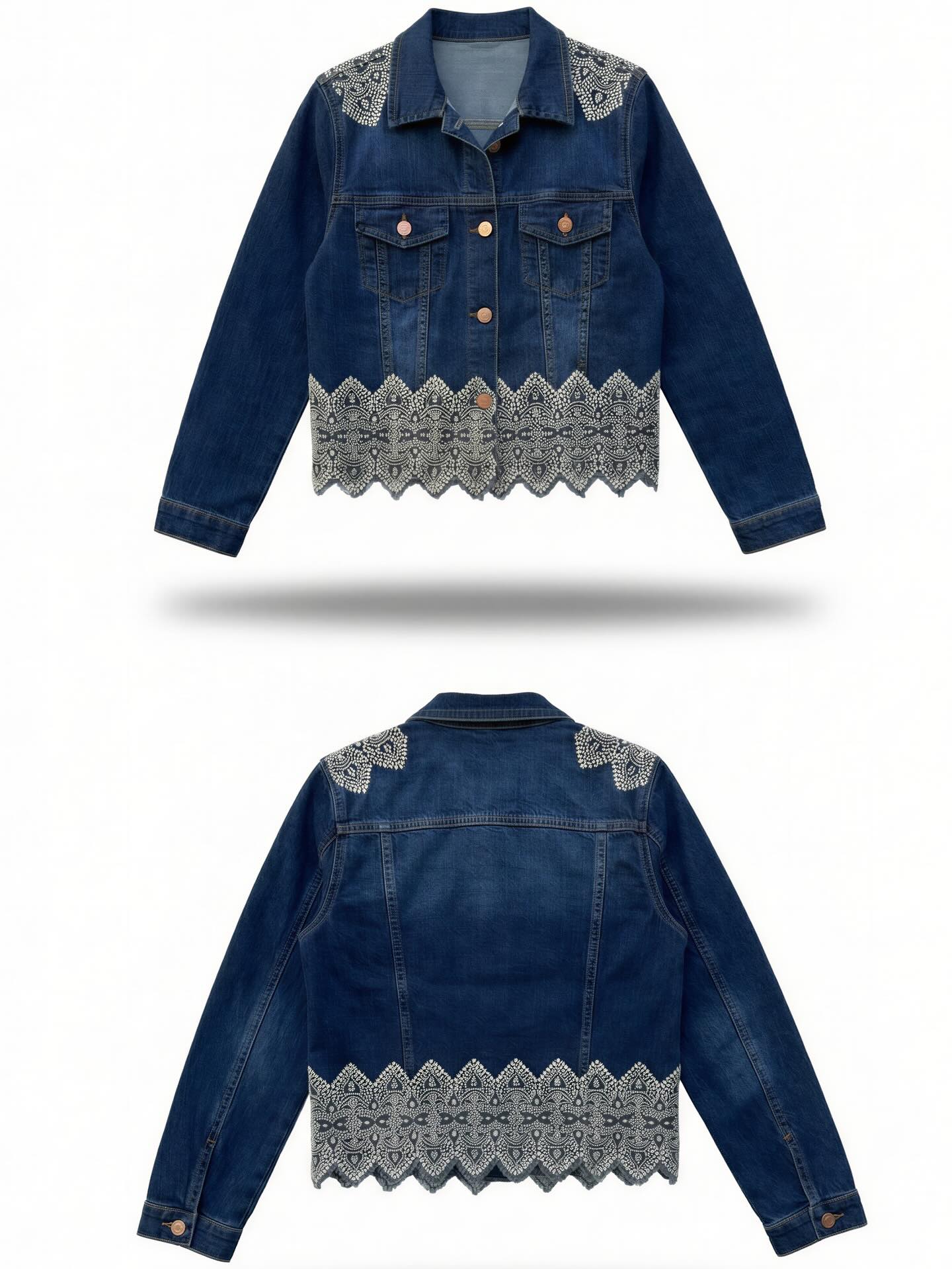 Campera azul puntilla